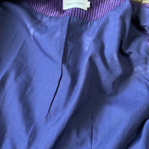 bread n butter Purple Corduroy Faux Fur Trim Mid Length Coat. Sz S - Picture 11 of 16